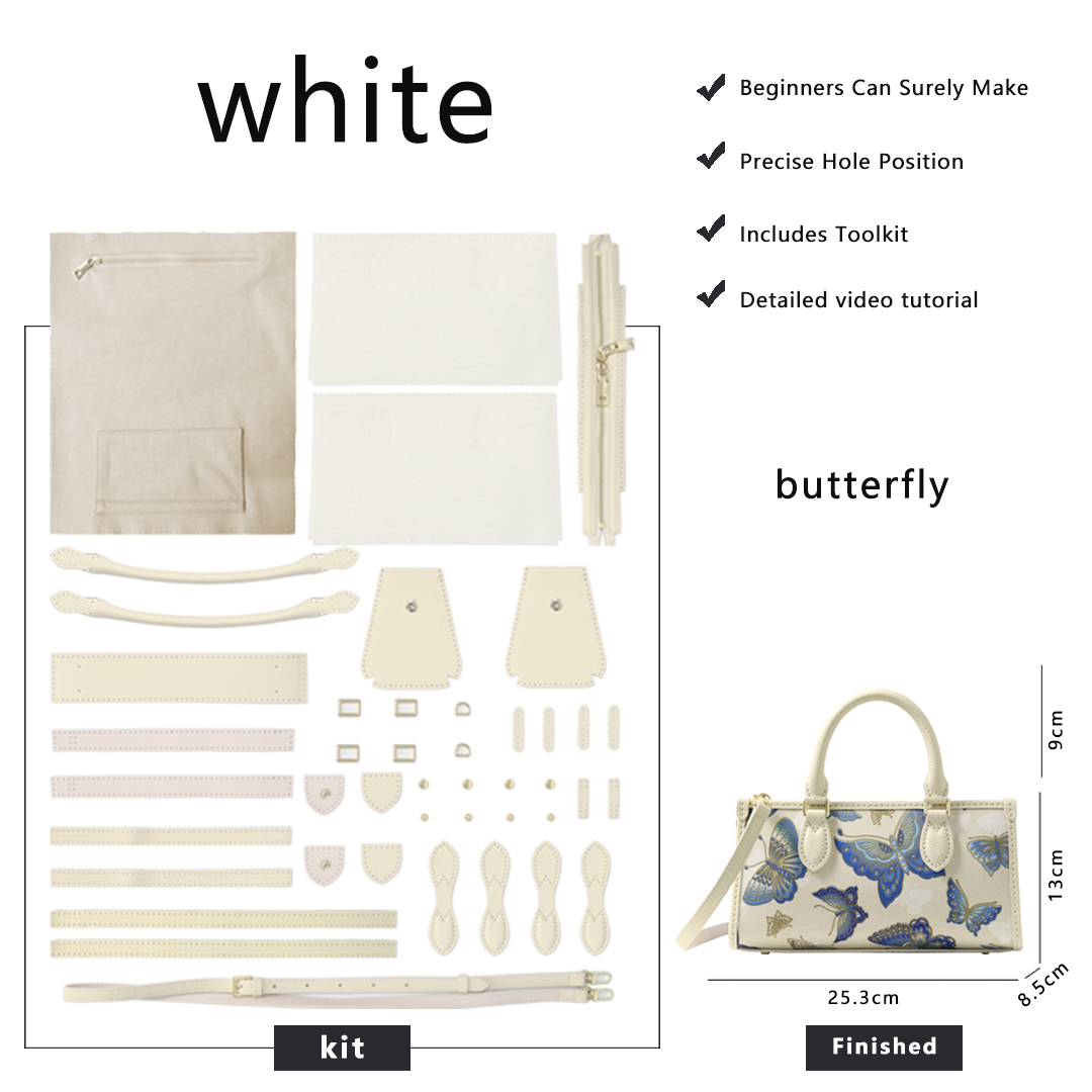 FingerArt Leather Horizontal Mini Tote Bag DIY Kit, Leather and Fabric Combination