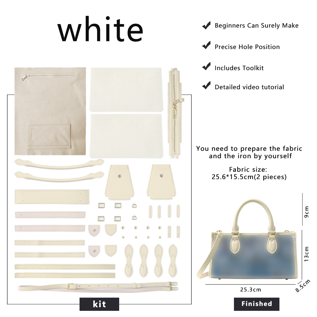 FingerArt Leather Horizontal Mini Tote Bag DIY Kit, Leather and Fabric Combination