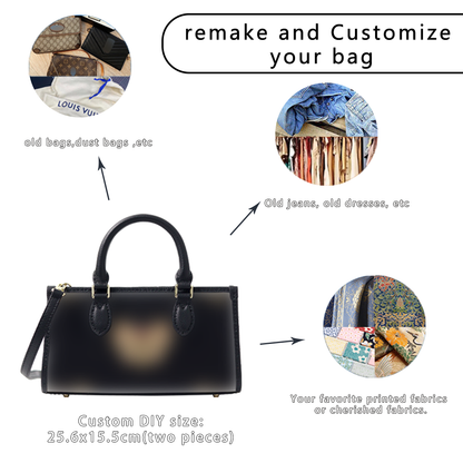 FingerArt Leather Horizontal Mini Tote Bag DIY Kit, Leather and Fabric Combination