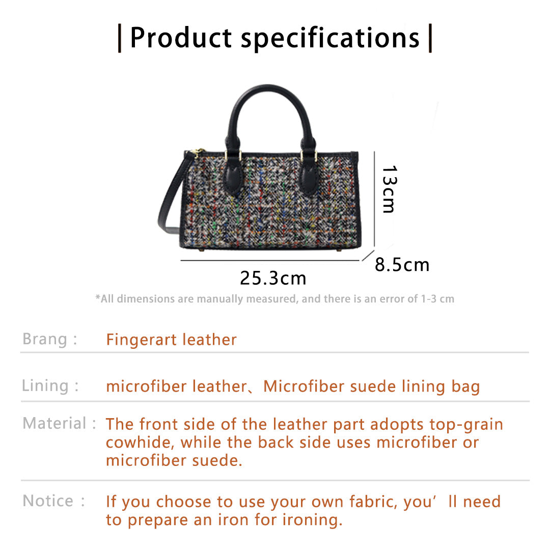 FingerArt Leather Horizontal Mini Tote Bag DIY Kit, Leather and Fabric Combination