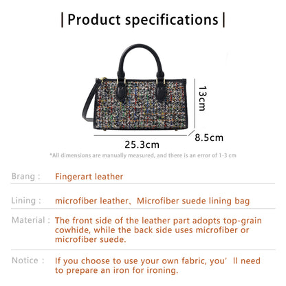 FingerArt Leather Horizontal Mini Tote Bag DIY Kit, Leather and Fabric Combination