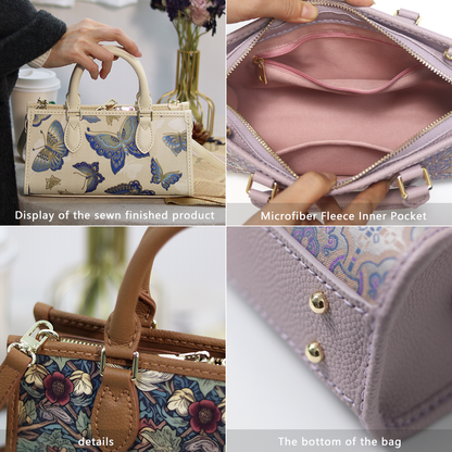 FingerArt Leather Horizontal Mini Tote Bag DIY Kit, Leather and Fabric Combination