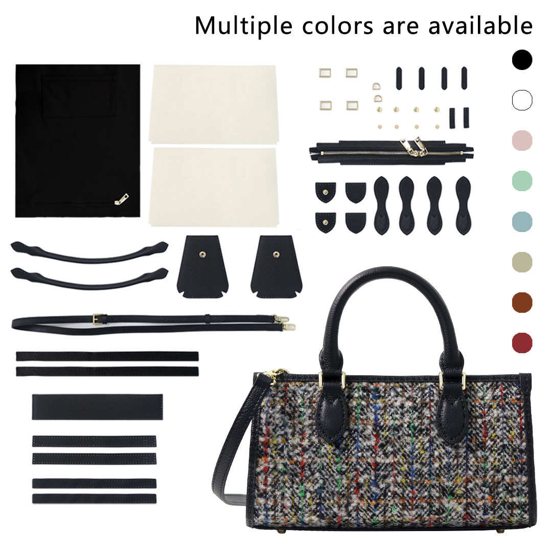 FingerArt Leather Horizontal Mini Tote Bag DIY Kit, Leather and Fabric Combination