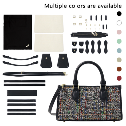 FingerArt Leather Horizontal Mini Tote Bag DIY Kit, Leather and Fabric Combination