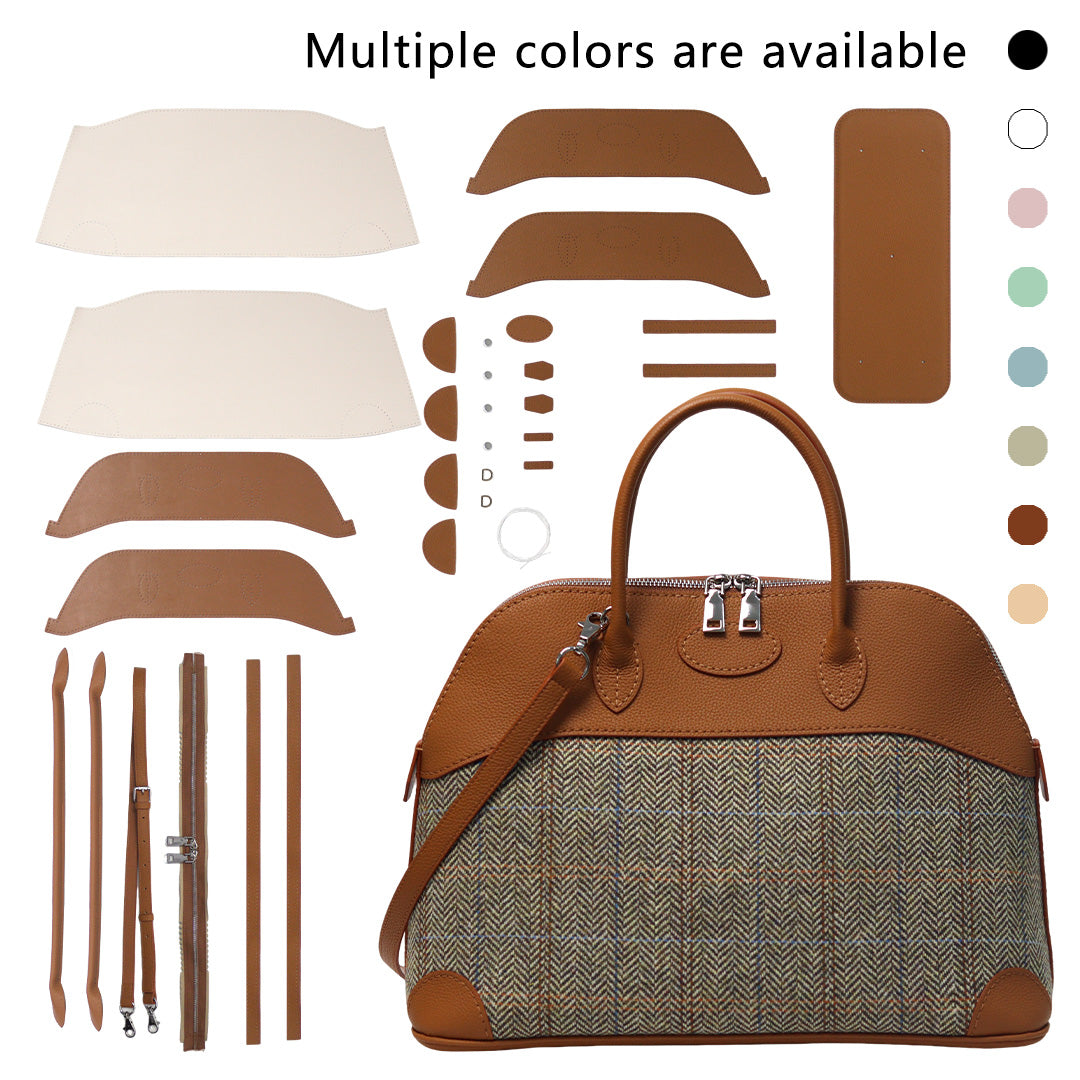 Fingerart Leather DIY Kit – Large Clamshell Laptop Bag | Leather & Fabric Hand-Sewn Material Set