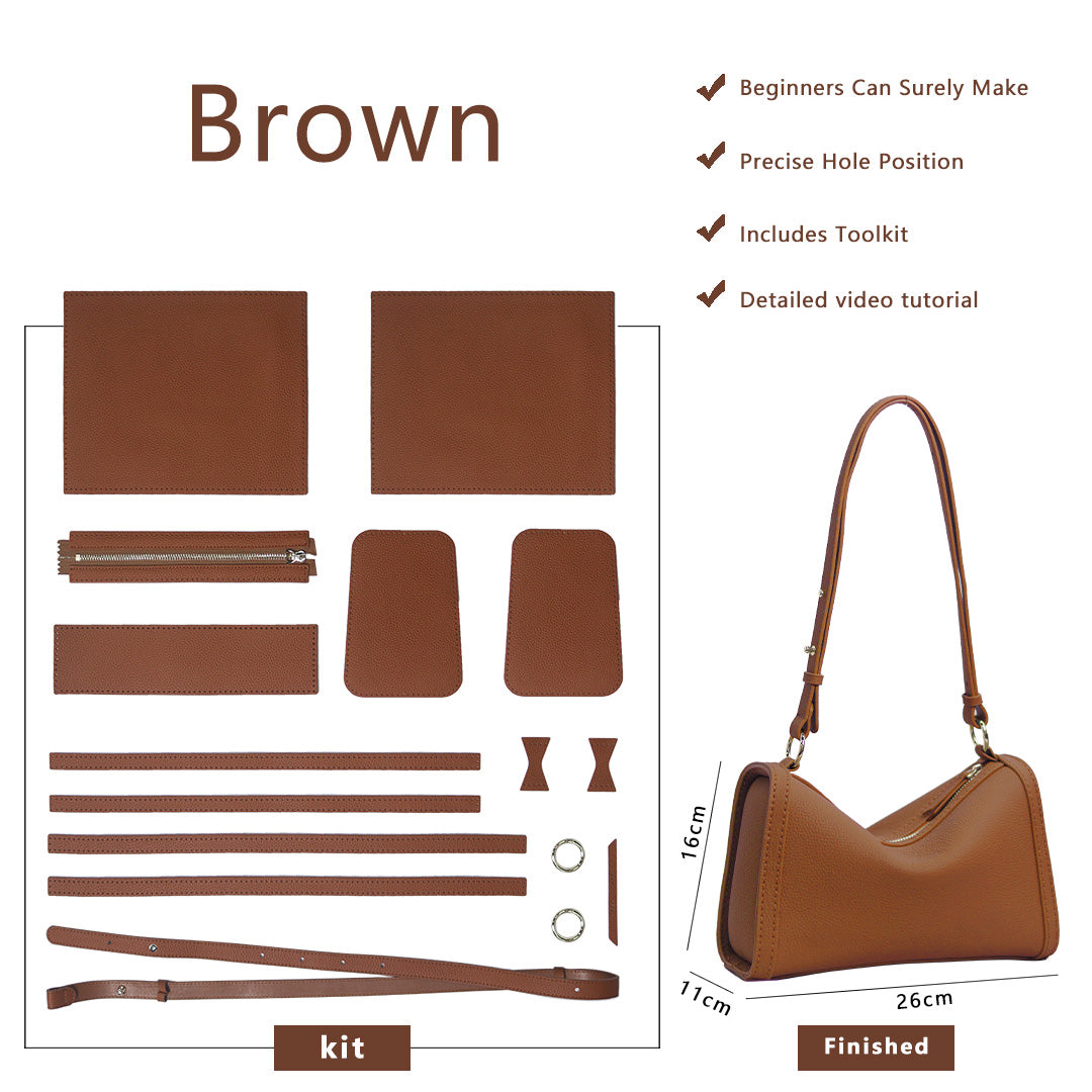 Fingerart Leather Top Grain Leather Large Pillow Bag DIY Kit