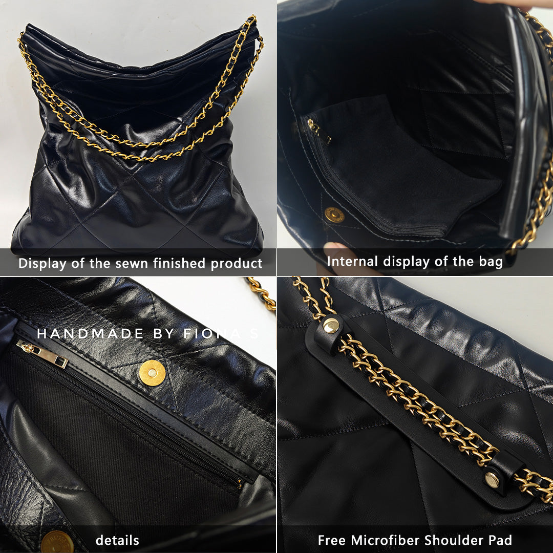 FingerArt Leather Top Grain Leather Large Capacity Trash Bag Shoulder Bag DIY Kit