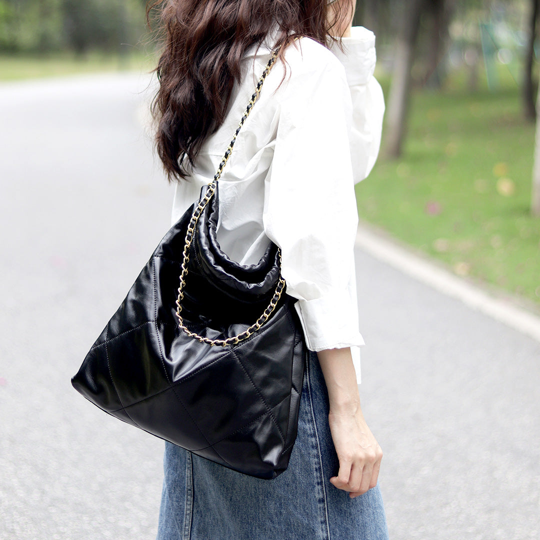 FingerArt Leather Top Grain Leather Large Capacity Trash Bag Shoulder Bag DIY Kit