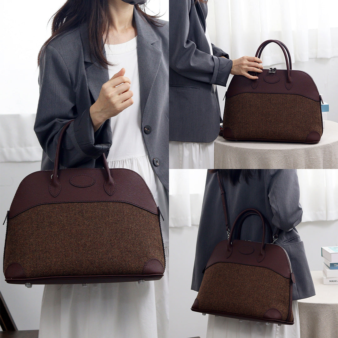 Fingerart Leather DIY Kit – Large Clamshell Laptop Bag | Leather & Fabric Hand-Sewn Material Set