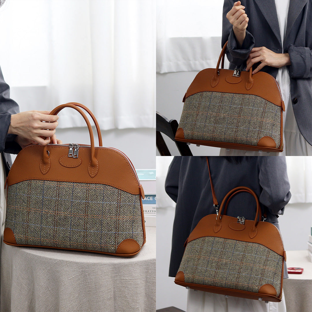 Fingerart Leather DIY Kit – Large Clamshell Laptop Bag | Leather & Fabric Hand-Sewn Material Set