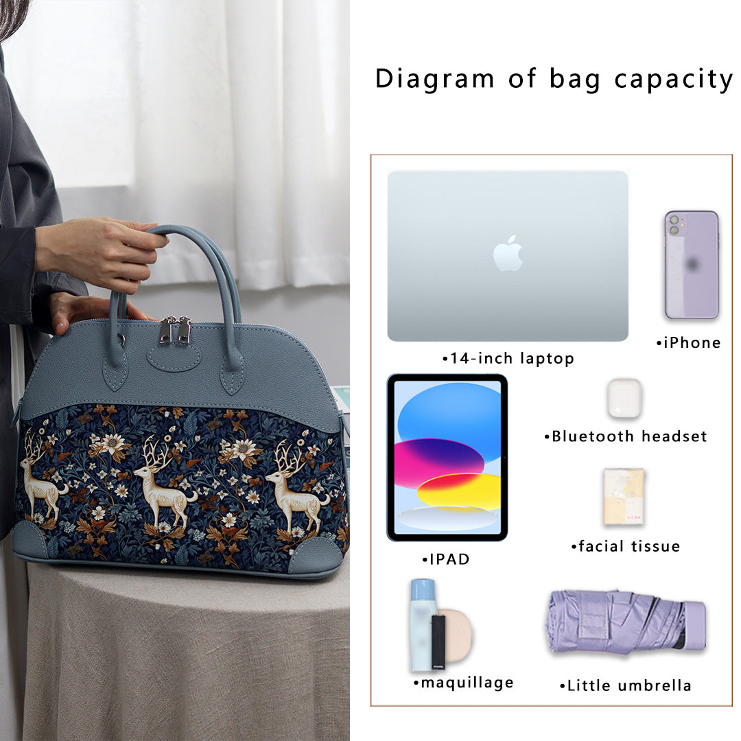 Fingerart Leather DIY Kit – Large Clamshell Laptop Bag | Leather & Fabric Hand-Sewn Material Set