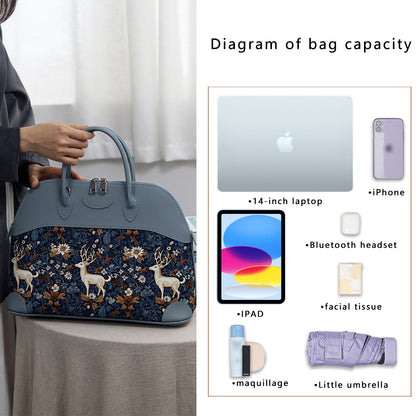 Fingerart Leather DIY Kit – Large Clamshell Laptop Bag | Leather & Fabric Hand-Sewn Material Set