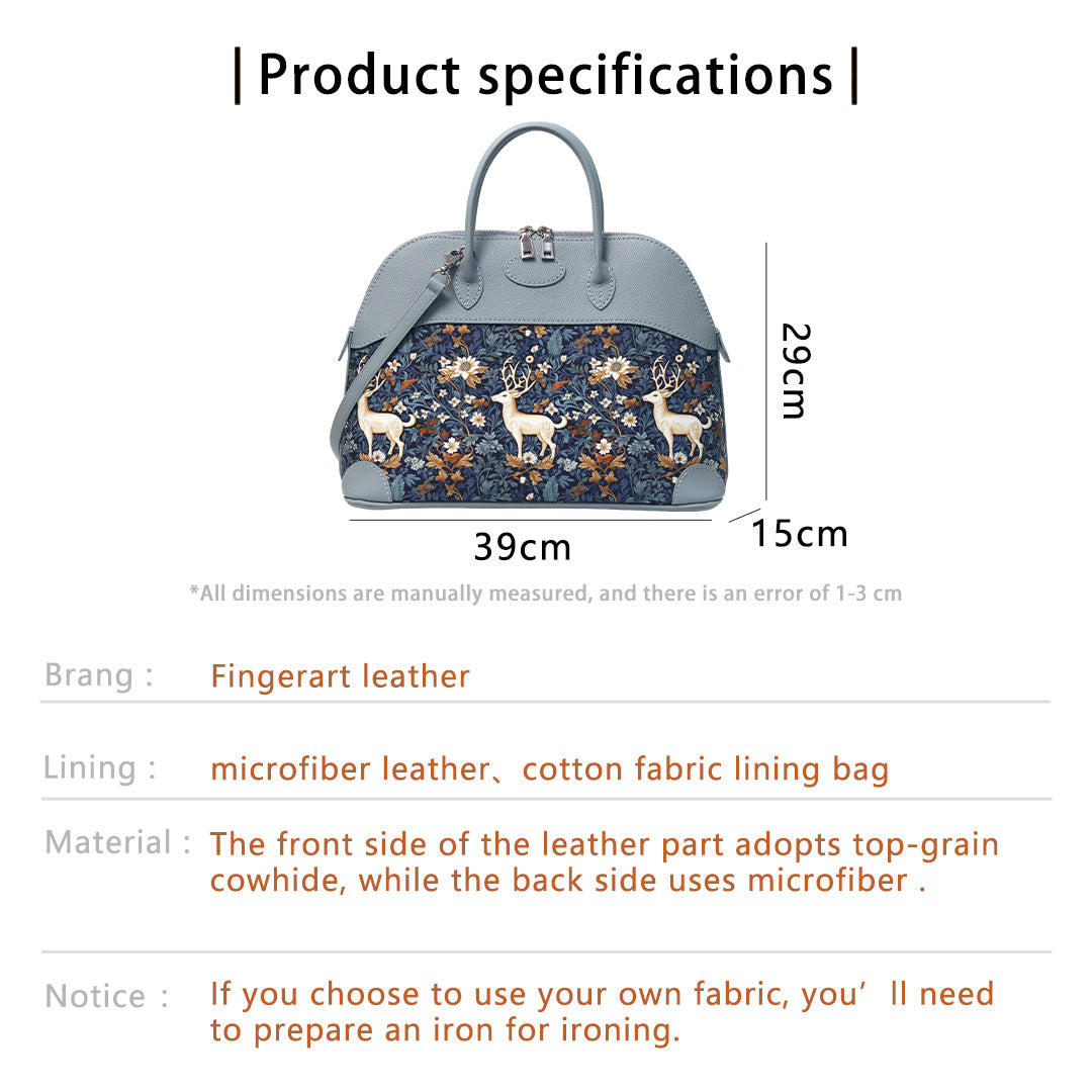 Fingerart Leather DIY Kit – Large Clamshell Laptop Bag | Leather & Fabric Hand-Sewn Material Set