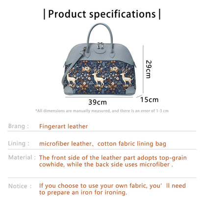 Fingerart Leather DIY Kit – Large Clamshell Laptop Bag | Leather & Fabric Hand-Sewn Material Set