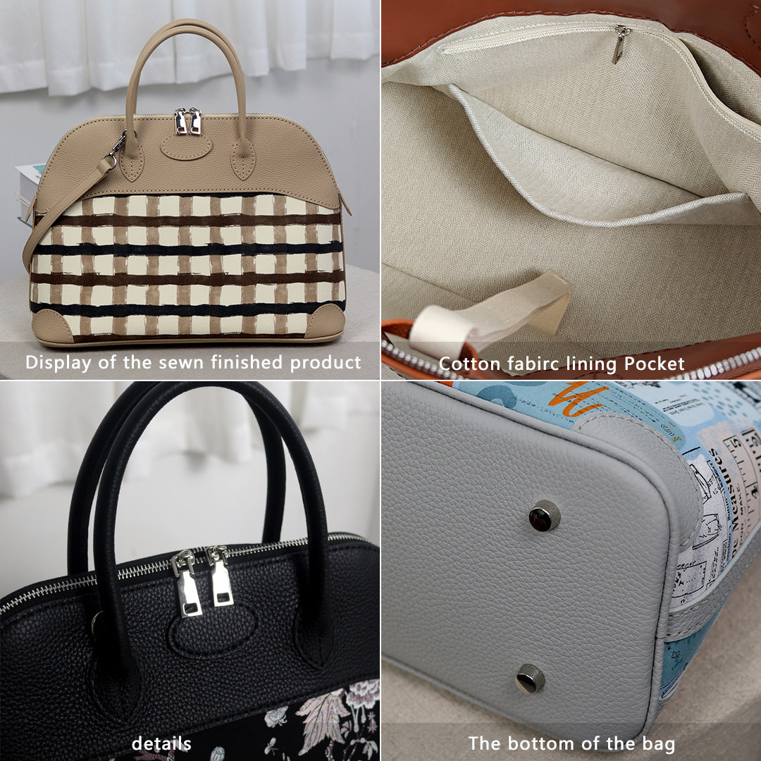 Fingerart Leather DIY Kit – Large Clamshell Laptop Bag | Leather & Fabric Hand-Sewn Material Set