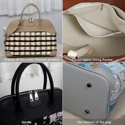 Fingerart Leather DIY Kit – Large Clamshell Laptop Bag | Leather & Fabric Hand-Sewn Material Set