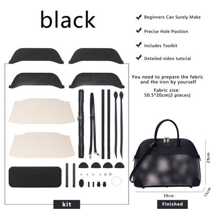 Fingerart Leather DIY Kit – Large Clamshell Laptop Bag | Leather & Fabric Hand-Sewn Material Set