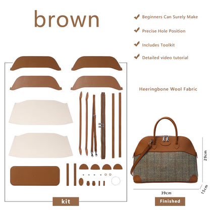 Fingerart Leather DIY Kit – Large Clamshell Laptop Bag | Leather & Fabric Hand-Sewn Material Set