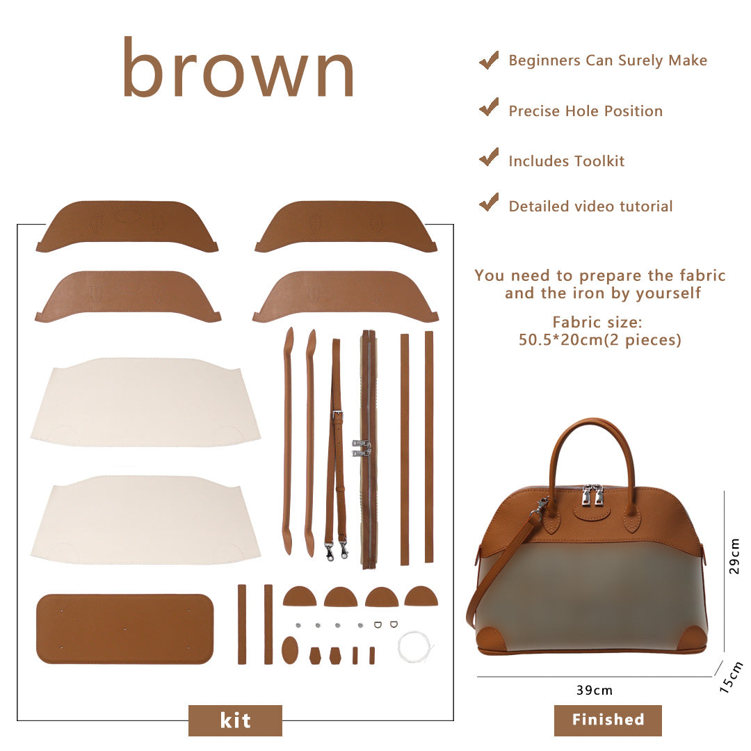 Fingerart Leather DIY Kit – Large Clamshell Laptop Bag | Leather & Fabric Hand-Sewn Material Set