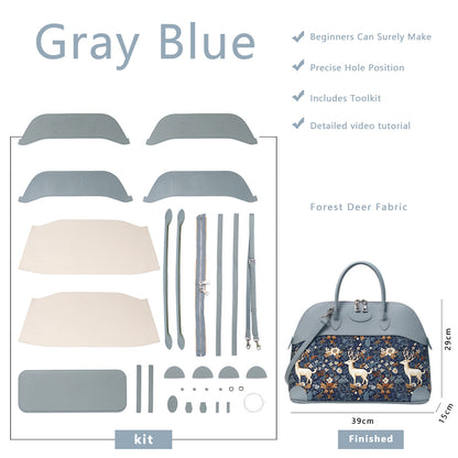 Fingerart Leather DIY Kit – Large Clamshell Laptop Bag | Leather & Fabric Hand-Sewn Material Set