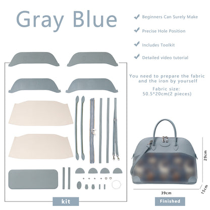 Fingerart Leather DIY Kit – Large Clamshell Laptop Bag | Leather & Fabric Hand-Sewn Material Set