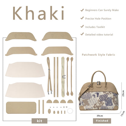 Fingerart Leather DIY Kit – Large Clamshell Laptop Bag | Leather & Fabric Hand-Sewn Material Set