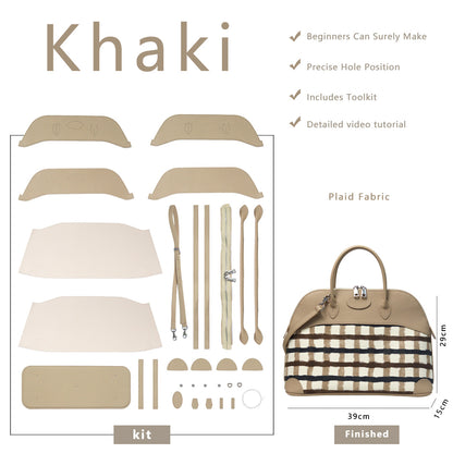 Fingerart Leather DIY Kit – Large Clamshell Laptop Bag | Leather & Fabric Hand-Sewn Material Set