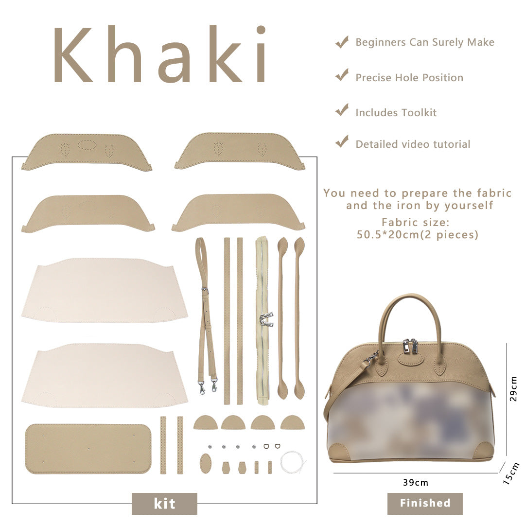 Fingerart Leather DIY Kit – Large Clamshell Laptop Bag | Leather & Fabric Hand-Sewn Material Set