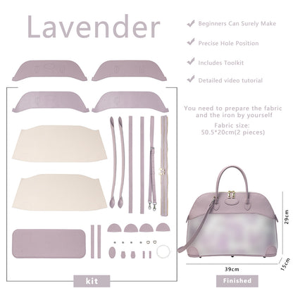 Fingerart Leather DIY Kit – Large Clamshell Laptop Bag | Leather & Fabric Hand-Sewn Material Set