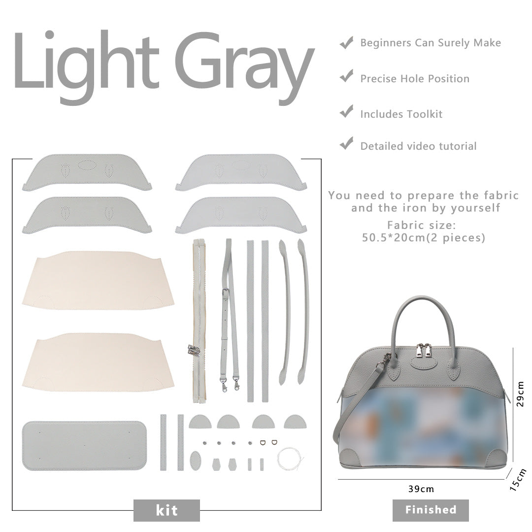 Fingerart Leather DIY Kit – Large Clamshell Laptop Bag | Leather & Fabric Hand-Sewn Material Set