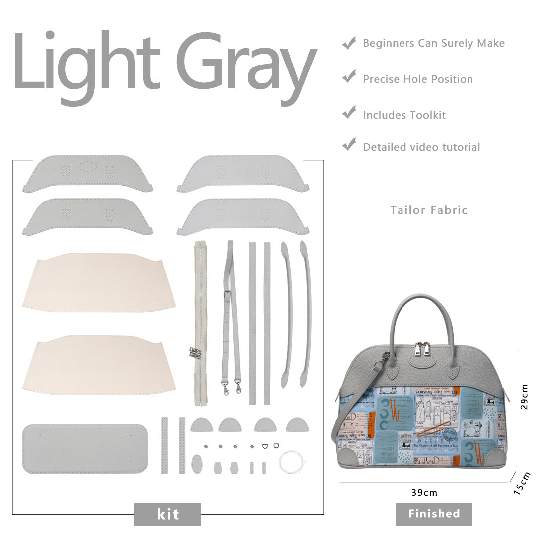 Fingerart Leather DIY Kit – Large Clamshell Laptop Bag | Leather & Fabric Hand-Sewn Material Set