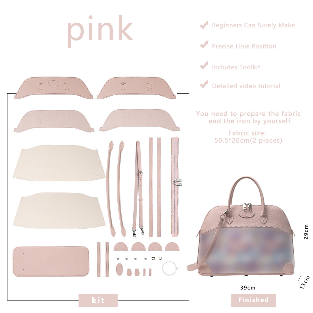 Fingerart Leather DIY Kit – Large Clamshell Laptop Bag | Leather & Fabric Hand-Sewn Material Set