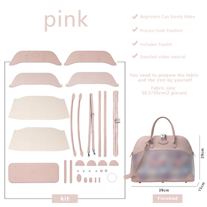 Fingerart Leather DIY Kit – Large Clamshell Laptop Bag | Leather & Fabric Hand-Sewn Material Set