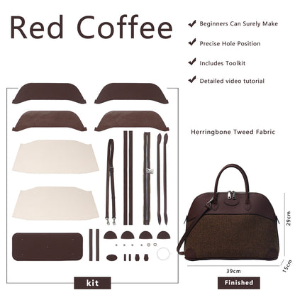 Fingerart Leather DIY Kit – Large Clamshell Laptop Bag | Leather & Fabric Hand-Sewn Material Set