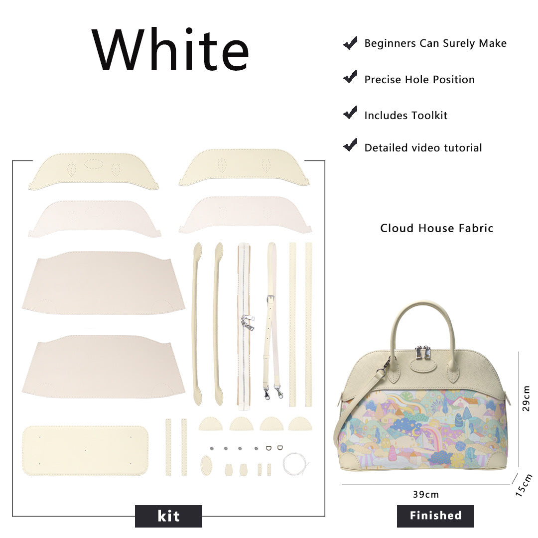 Fingerart Leather DIY Kit – Large Clamshell Laptop Bag | Leather & Fabric Hand-Sewn Material Set