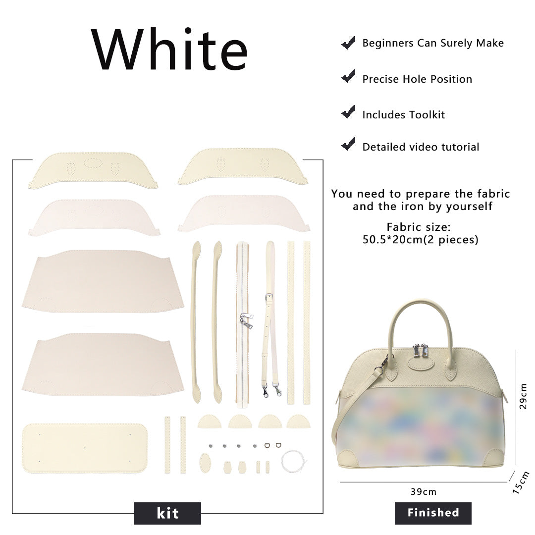 Fingerart Leather DIY Kit – Large Clamshell Laptop Bag | Leather & Fabric Hand-Sewn Material Set