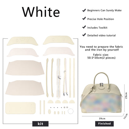 Fingerart Leather DIY Kit – Large Clamshell Laptop Bag | Leather & Fabric Hand-Sewn Material Set