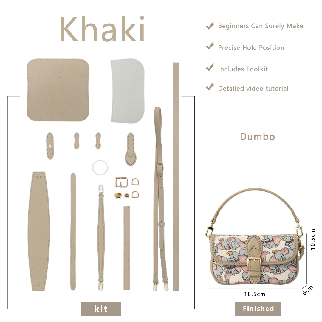 FingerArt Leather Mini Baguette BagDlY Kit, Leather and FabricCombination