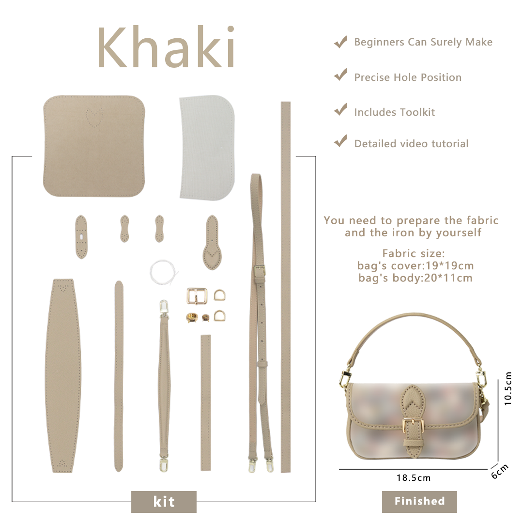 FingerArt Leather Mini Baguette BagDlY Kit, Leather and FabricCombination