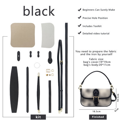 FingerArt Leather Mini Baguette BagDlY Kit, Leather and FabricCombination