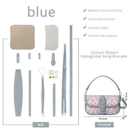 FingerArt Leather Mini Baguette BagDlY Kit, Leather and FabricCombination