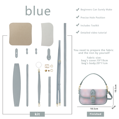 FingerArt Leather Mini Baguette BagDlY Kit, Leather and FabricCombination