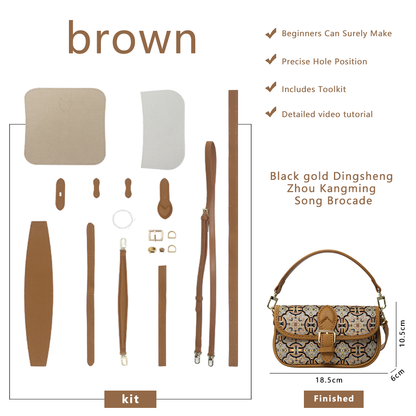 FingerArt Leather Mini Baguette BagDlY Kit, Leather and FabricCombination