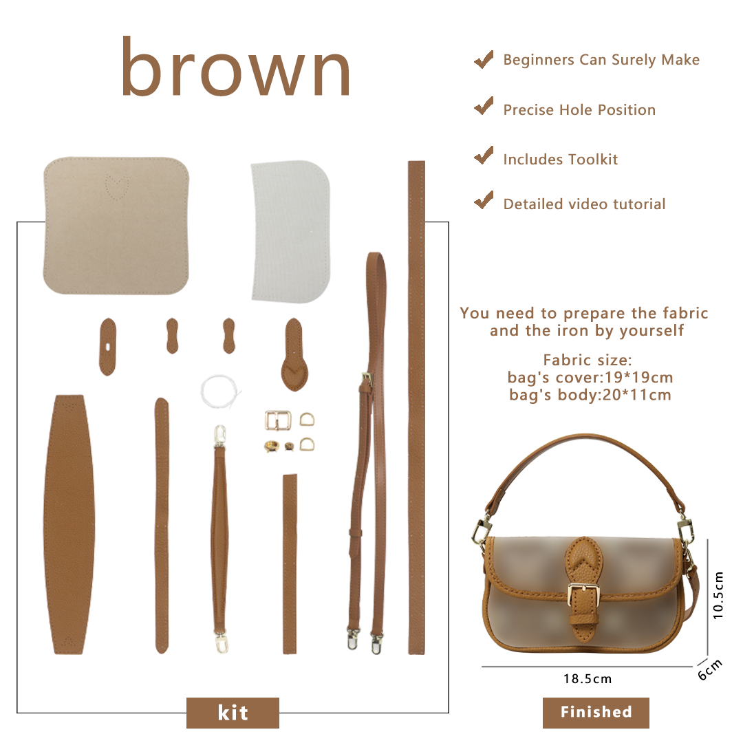 FingerArt Leather Mini Baguette BagDlY Kit, Leather and FabricCombination