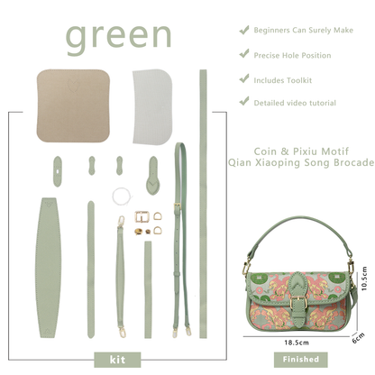 FingerArt Leather Mini Baguette BagDlY Kit, Leather and FabricCombination