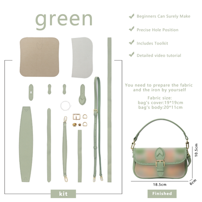 FingerArt Leather Mini Baguette BagDlY Kit, Leather and FabricCombination