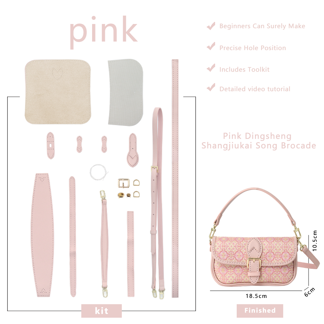 FingerArt Leather Mini Baguette BagDlY Kit, Leather and FabricCombination