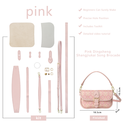 FingerArt Leather Mini Baguette BagDlY Kit, Leather and FabricCombination