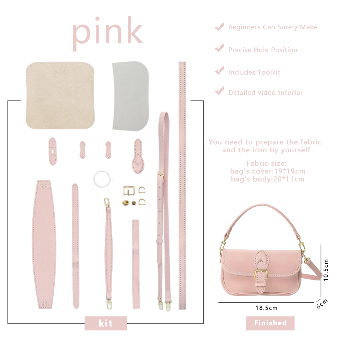 FingerArt Leather Mini Baguette BagDlY Kit, Leather and FabricCombination