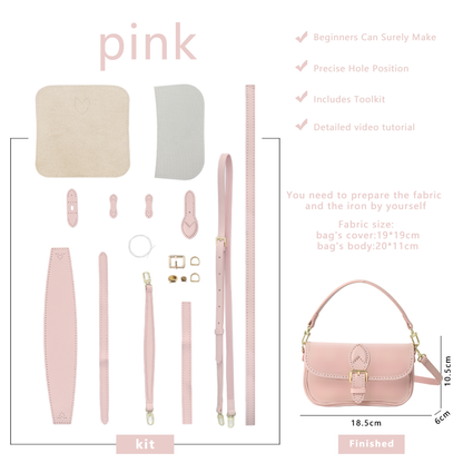 FingerArt Leather Mini Baguette BagDlY Kit, Leather and FabricCombination